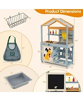 2 in 1 Wooden Mud Kitchen with Removable Water Box and Storage Bag