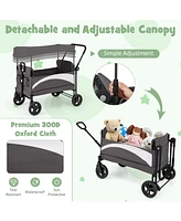 2-Seat Stroller Wagon with Adjustable Canopy and Handles Comfortable Convenient for Toddlers