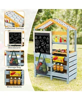 2 in 1 Wooden Mud Kitchen with Removable Water Box and Storage Bag