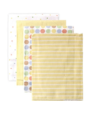 Luvable Friends Baby Girl Cotton Flannel Receiving Blankets, Bird 4-Pack, One