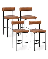 26" Upholstered Bar Stools Set of with Padded Cushion & Backrest Footrest