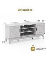 Farmhouse Tv Stand with 2 Barn Door Cabinets Rustic Entertainment Center for Living Room