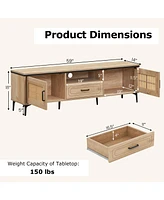 Mid-Century Modern Entertainment Center with 2 Cabinets and Storage Drawer Stylish Tv Stand for Living Room