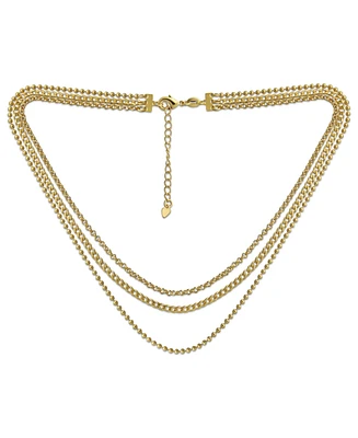 Bling Jewelry Statement Sparkling Bead Collar Necklace Multi-Strand Gold-Plated Choker 15-30 Inch