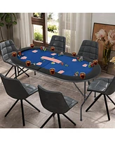 8-Player Texas Hold'em Foldable Poker Table Space-Saving Design with Cup Holders for Game Nights