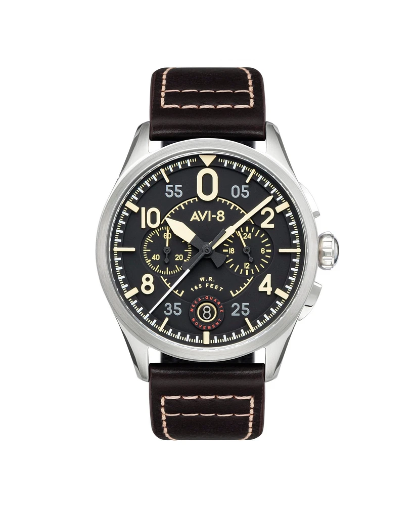 Avi-8 Men's Spitfire Lock Chronograph Leather Strap Watch