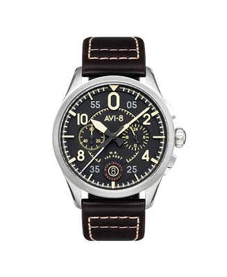 Avi-8 Men's Spitfire Lock Chronograph Leather Strap Watch