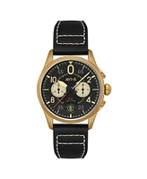 Avi-8 Men's Spitfire Lock Chronograph Black Leather Strap Watch