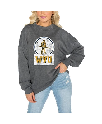 Gameday Couture Women's Charcoal West Virginia Mountaineers Drop Shoulder Fleece Pullover Sweatshirt