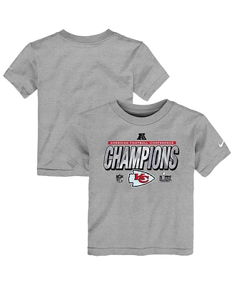 Nike Toddler Heather Gray Kansas City Chiefs 2024 Afc Champions Locker Room Trophy Collection T-Shirt