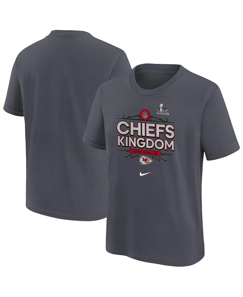 Nike Big Boys and Girls Anthracite Kansas City Chiefs Super Bowl Lix Local T-Shirt