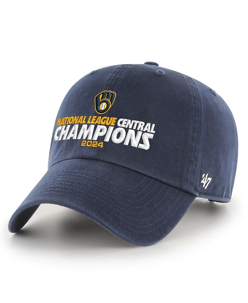 '47 Brand Men's Navy Milwaukee Brewers 2024 Nl Central Division Champions Clean Up Adjustable Hat