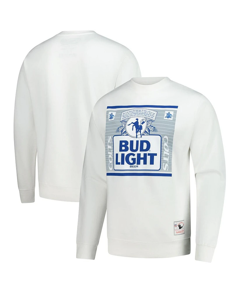 Mitchell & Ness x Bud Light Men's White Indianapolis Colts The Crest Pullover Sweatshirt