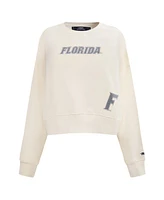 Pro Standard Women's Cream Florida Gators French Terry Boxy Cropped Pullover Crewneck Sweatshirt