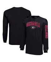 Champion Big Boys and Girls Black Georgia Bulldogs Distressed Arch Over Logo Long Sleeve T-Shirt
