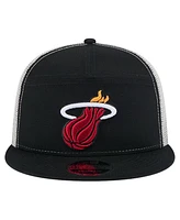 New Era Men's Miami Heat Black Victory Grove Split Panel 9FIFTY Snapback Hat