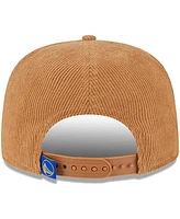 New Era Men's Tan Golden State Warriors Victory Grove Corduroy Sneaker Pin Golfer Snapback Hat