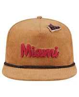 New Era Men's Tan Miami Heat Victory Grove Corduroy Sneaker Pin Golfer Adjustable Hat