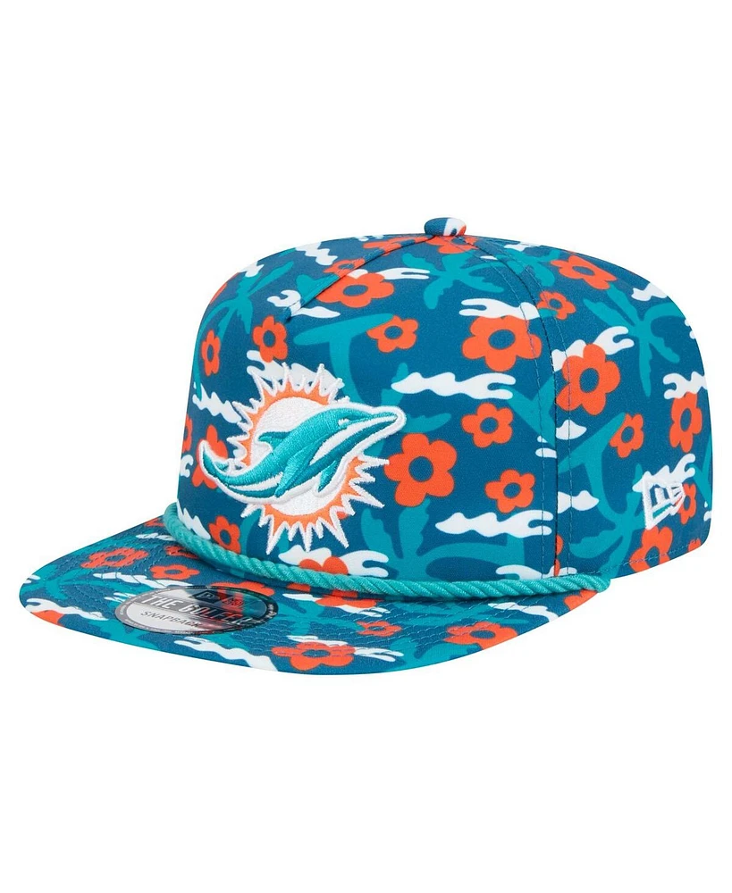 New Era Men's Aqua Miami Dolphins Wakey Wakey Golfer Snapback Hat