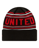 New Era Men's Black Manchester United Stripe Cuffed Knit Hat