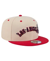 New Era Men's Cream/Red Los Angeles Angels Cooperstown Collection Team Art 9FIFTY Snapback Hat