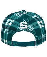 New Era Men's Green Michigan State Spartans Plaid 9FIFTY Snapback Hat