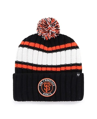 '47 Brand Men's Black San Francisco Giants Plateau Cuffed with Pom Knit Hat