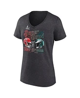 Fanatics Women's Heather Charcoal Kansas City Chiefs vs. Philadelphia Eagles Super Bowl Lix Matchup Plus Final Battle V-Neck T-Shirt