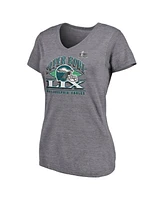 Fanatics Women's Heather Charcoal Philadelphia Eagles Super Bowl Lix Plus Our Pastime V-Neck T-Shirt