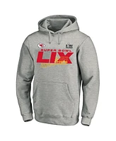 Fanatics Men's Heather Gray Kansas City Chiefs Super Bowl Lix Big Tall Quick Pass Pullover Hoodie