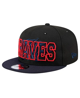 New Era Men's Black Atlanta Braves Splatter 9FIFTY Snapback Hat