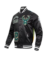 Pro Standard Men's Black Milwaukee Bucks Sublimated Satin Full-Snap Jacket