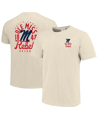 Image One Men's Cream Ole Miss Rebels Comfort Colors Mascot Overlay T-Shirt