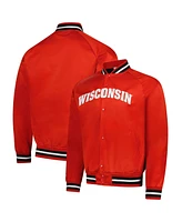 Mitchell & Ness Men's Red Wisconsin Badgers Lightweight Satin Raglan Full-Snap Jacket