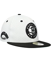 New Era Men's White/Black Brooklyn Nets Throwback 2Tone 59FIFTY Fitted Hat