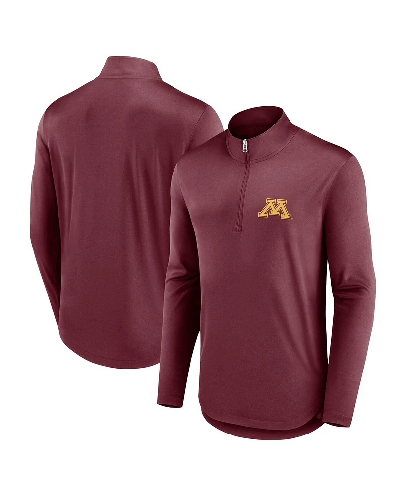 Fanatics Men's Maroon Minnesota Golden Gophers Quarterback Mock Neck Quarter-Zip Top