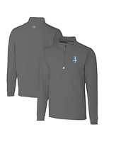 Cutter & Buck Men's Steel Detroit Lions Throwback Logo Traverse Stretch Quarter-Zip Pullover Top