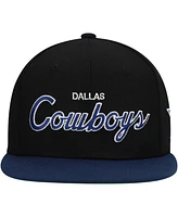 Mitchell & Ness Big Boys and Girls Black/Navy Dallas Cowboys Team Script Snapback Hat