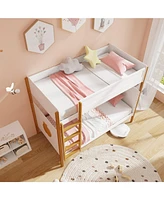 Bunk Bed with Integrated Ladder and Safety Guardrails