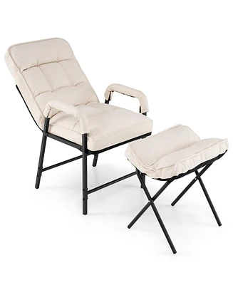 Modern Accent Chair with Ottoman and Adjustable Backrest for Comfortable and Stylish Seating