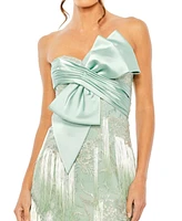 Mac Duggal Women's Bow Front Ombre Fringe Detailed Dress