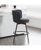 Set of 2 Swivel Bar Stools – Upholstered Bar Chairs with Metal Accents for Kitchen Island, Home Bar, or Dining Room-The Pop Home