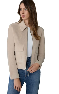 Soia & Kyo Womens Allan Straight-Fit Suede Jacket With Shirt Collar