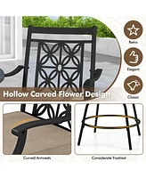 Outdoor 360°Swivel Bar Stools Set of 2 with Seat Cushions High Back & Armrests