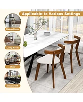 Space-Saving Wood Upholstered Dining Chair Set of 2 with Padded Seat & Curved Back