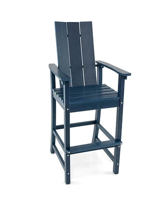 Tall Adirondack Chair with Ergonomic Backrest Armrests & Footrest for Backyard