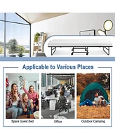 75" x 39" Folding Bed with Memory Foam Mattress & Pillow Dust Cover Metal Frame