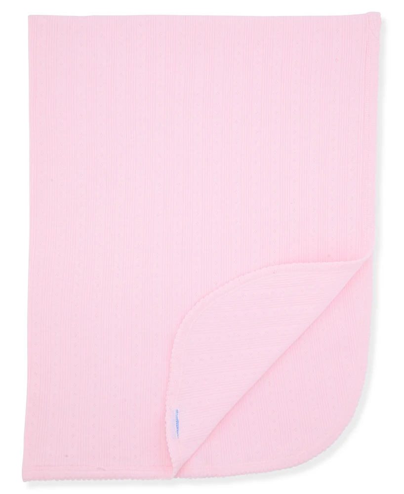 Max & Olivia Newborn Girls Pointelle Reversible Swaddle Blanket