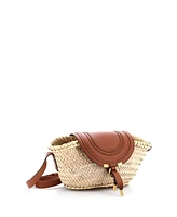 Pre-Owned Chloe Small Marcie Basket Crossbody Bag Raffia and Leather