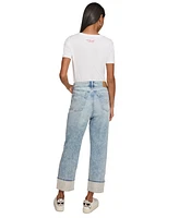 Karl Lagerfeld Paris Women's High-Rise Crystal-Cuff Jeans